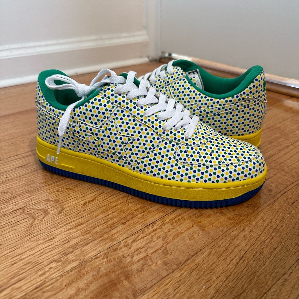 Bape Bapesta FS-001 Yellow Blue Polka Dots Men’s Size 9